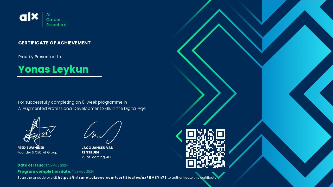ALX Artificial Intelligence Certificate