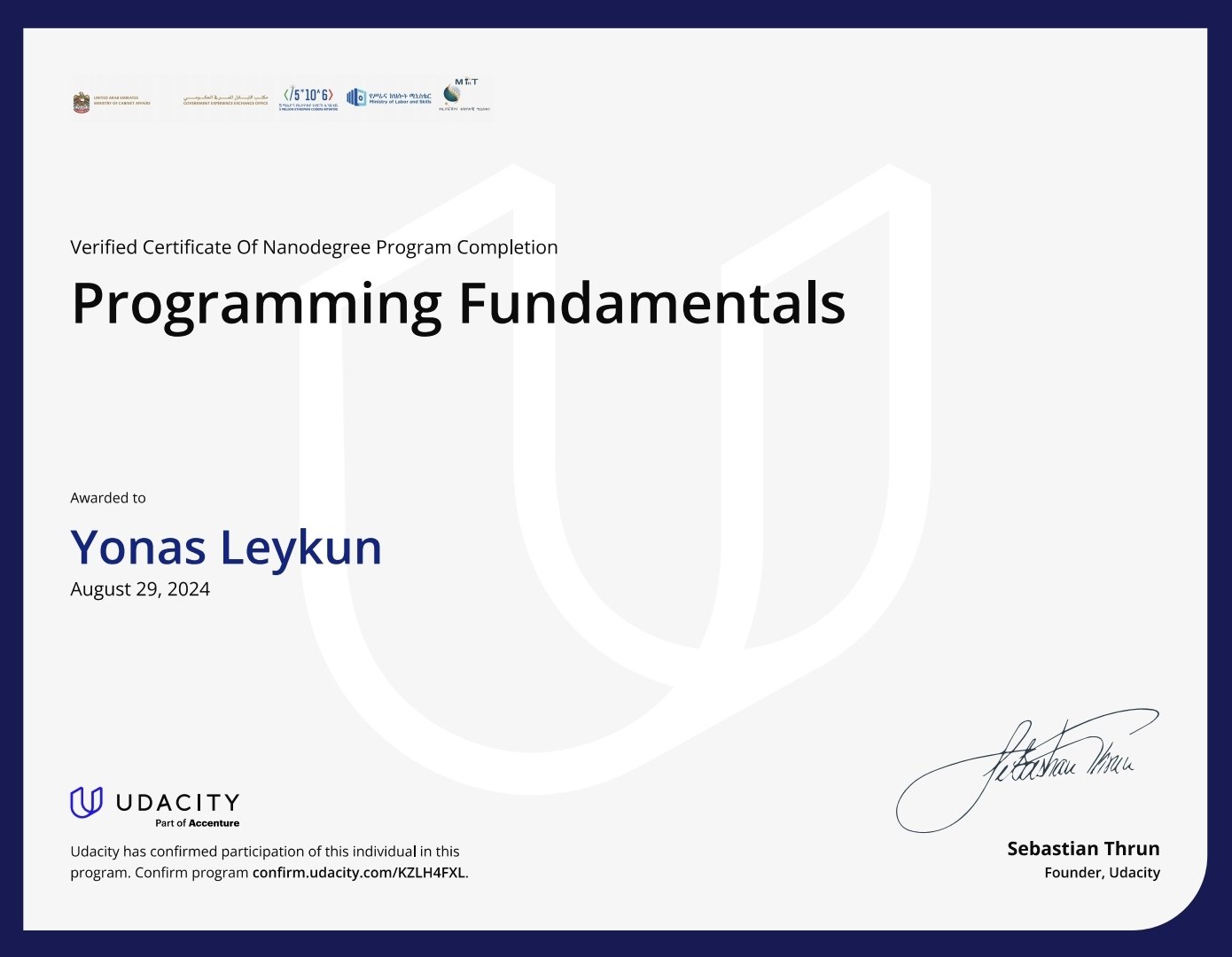 Udacity Full Stack Web Developer Certificate